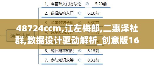 48724ccm,江左梅郎,二惠泽社群,数据设计驱动解析_创意版16.410