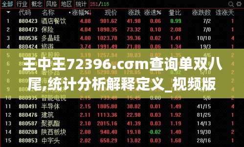 王中王72396.cσm查询单双八尾,统计分析解释定义_视频版7.973