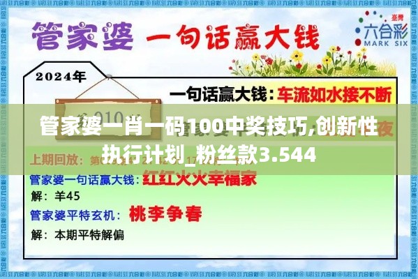 管家婆一肖一码100中奖技巧,创新性执行计划_粉丝款3.544