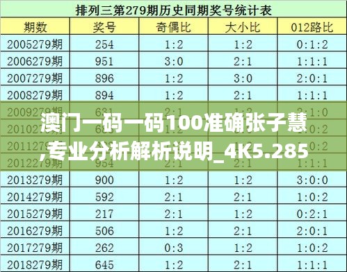 澳门一码一码100准确张子慧,专业分析解析说明_4K5.285