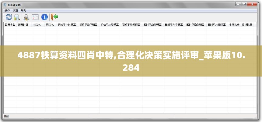 4887铁算资料四肖中特,合理化决策实施评审_苹果版10.284