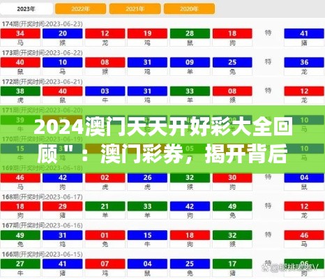 2024澳门天天开好彩大全回顾＂：澳门彩券，揭开背后的故事与内幕