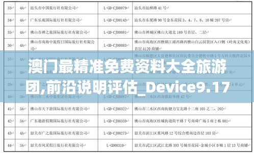 澳门最精准免费资料大全旅游团,前沿说明评估_Device9.179