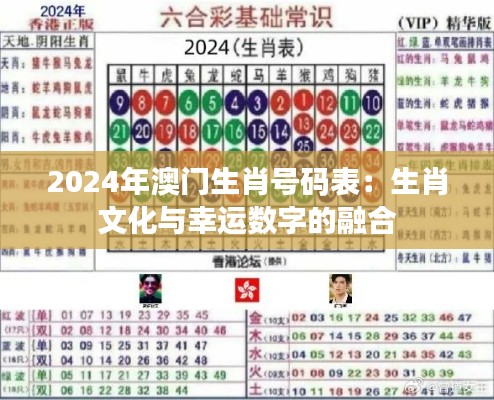 2024年澳门生肖号码表：生肖文化与幸运数字的融合