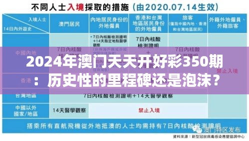 2024年澳门天天开好彩350期：历史性的里程碑还是泡沫？