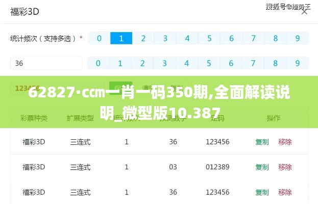 62827·c㎝一肖一码350期,全面解读说明_微型版10.387