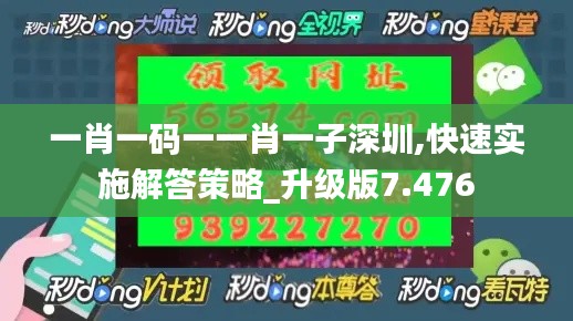 一肖一码一一肖一子深圳,快速实施解答策略_升级版7.476