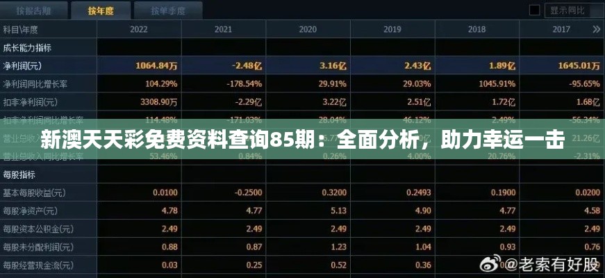 新澳天天彩免费资料查询85期：全面分析，助力幸运一击