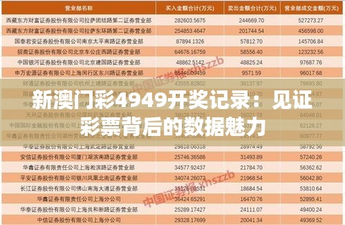 新澳门彩4949开奖记录：见证彩票背后的数据魅力