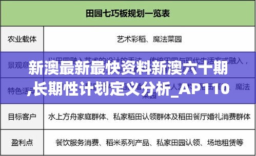 新澳最新最快资料新澳六十期,长期性计划定义分析_AP110.871